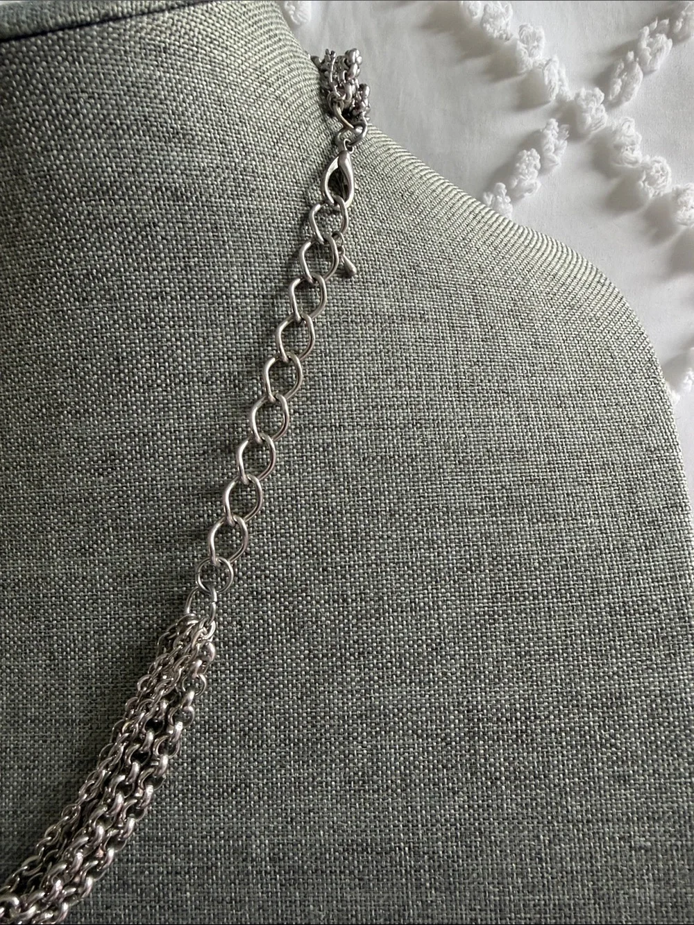 Pave Crystal Multi-Strand Silver Necklace